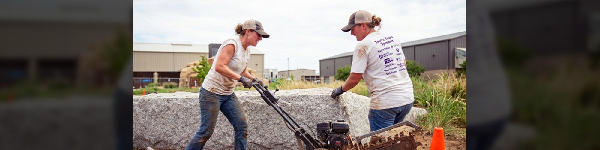 Volunteer landscaping during Amarillo cleanup project