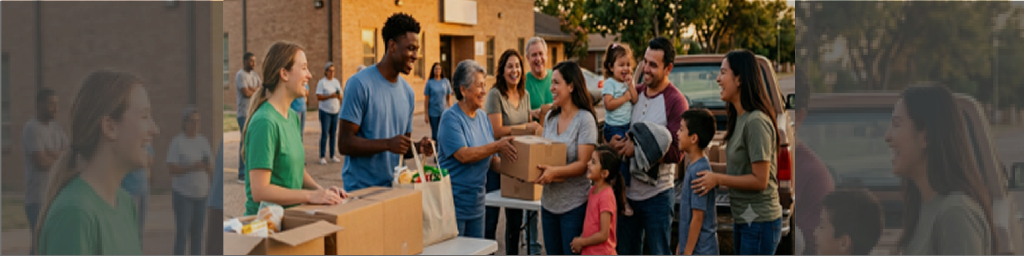 Volunteers handing food boxes to families through recurring donations in Amarillo